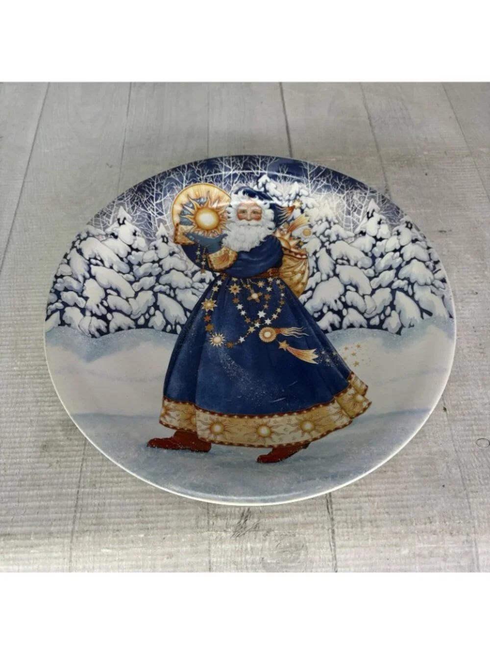 Certified Inter STARLIGHT SANTA Judith Griffith Christmas Dinner Plate Set 4 NEW
